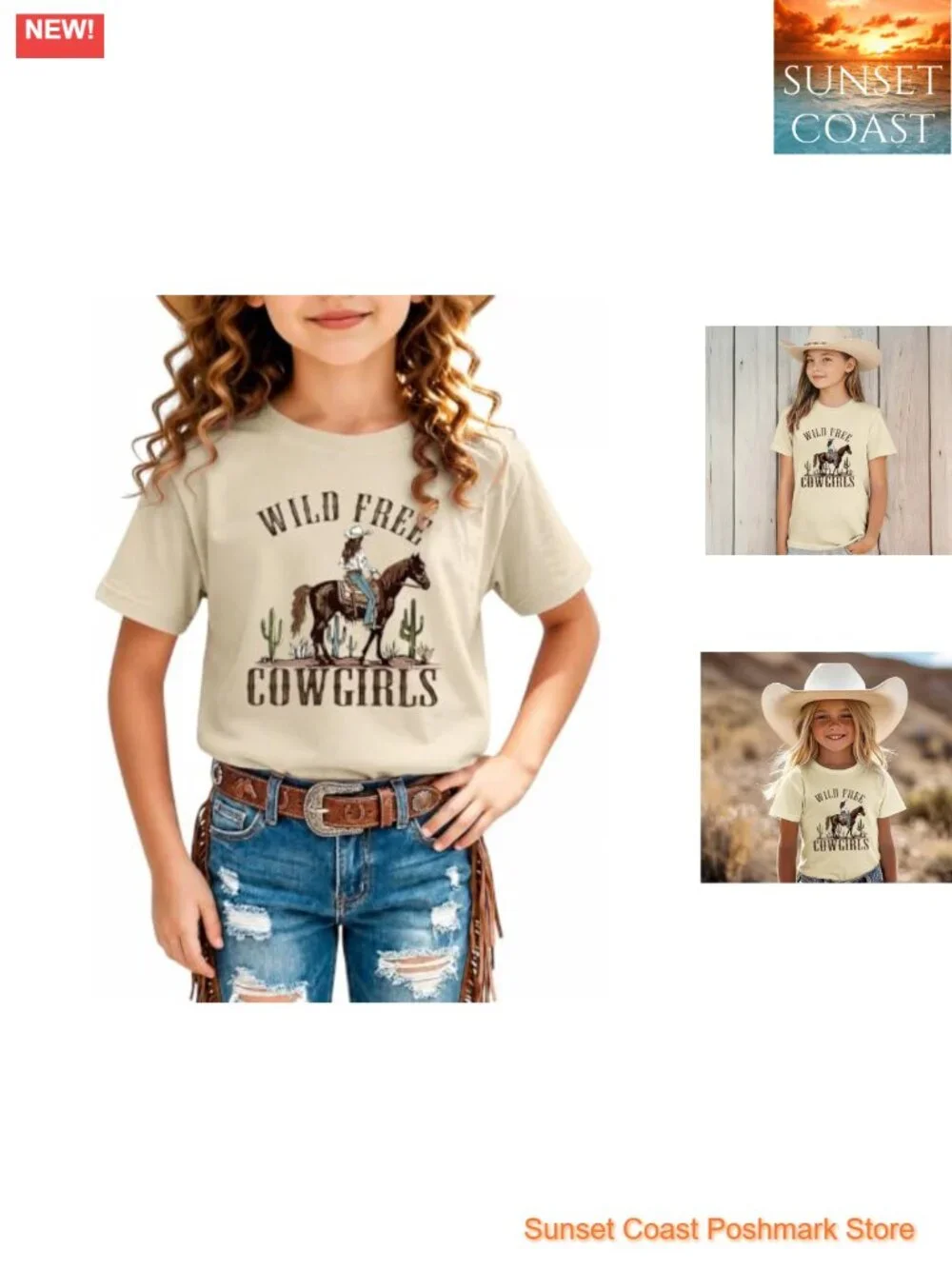 Girls Cowgirl Western Rodeo Horse Graphic Cotton Tee Short Sleeve